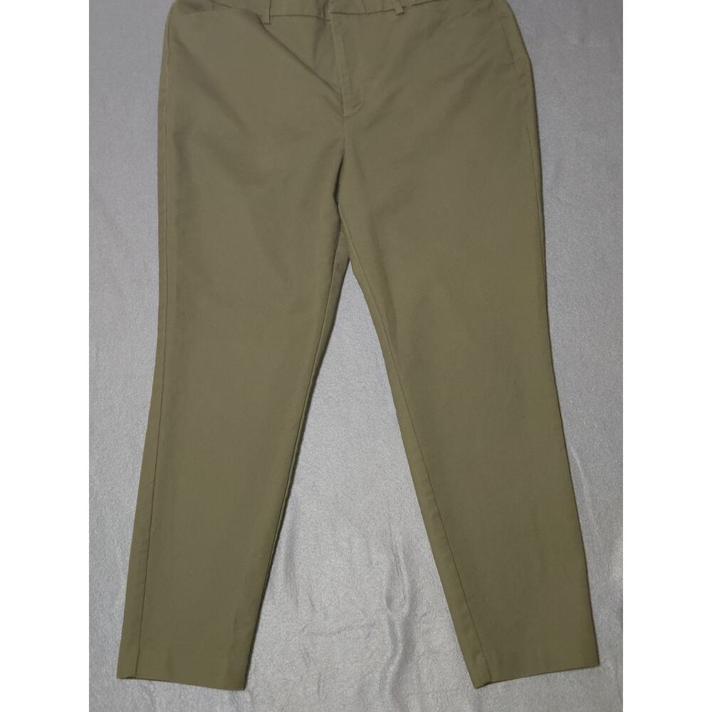 Nine West Pants Womens 16 Green Khakis Slim Fit Ankle Flat Front Stretch Pockets